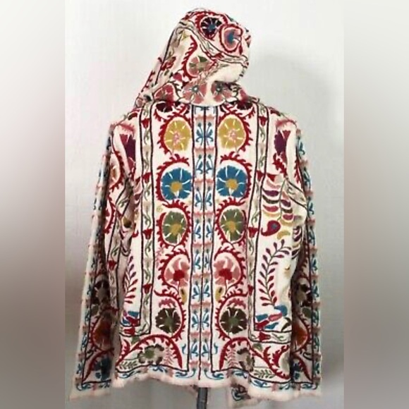 NWT Johnny Was Biya Workshop JWLA Bayou Hoodie Sweater Cardigan Hooded Jacket L - Picture 3 of 6